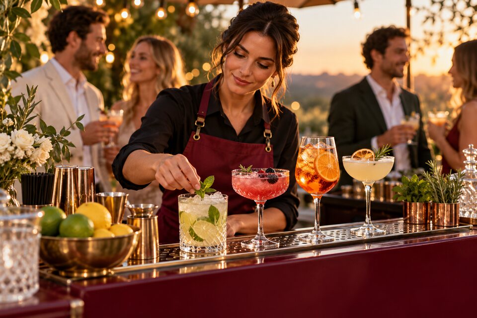Cocktails und Getränkestände – KI-generiertes Konzeptbild